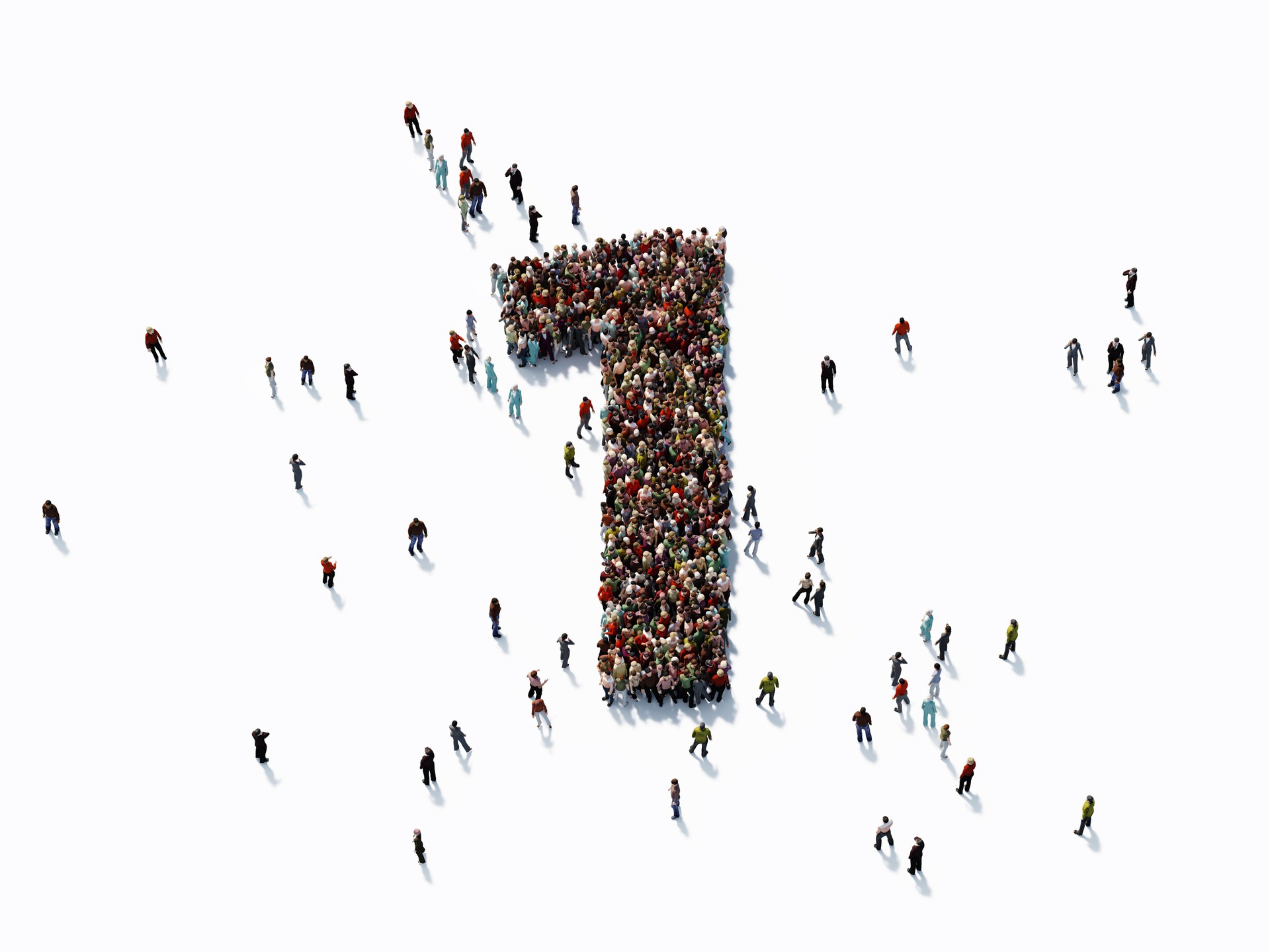 Human Crowd Forming A Number One: Success Concept