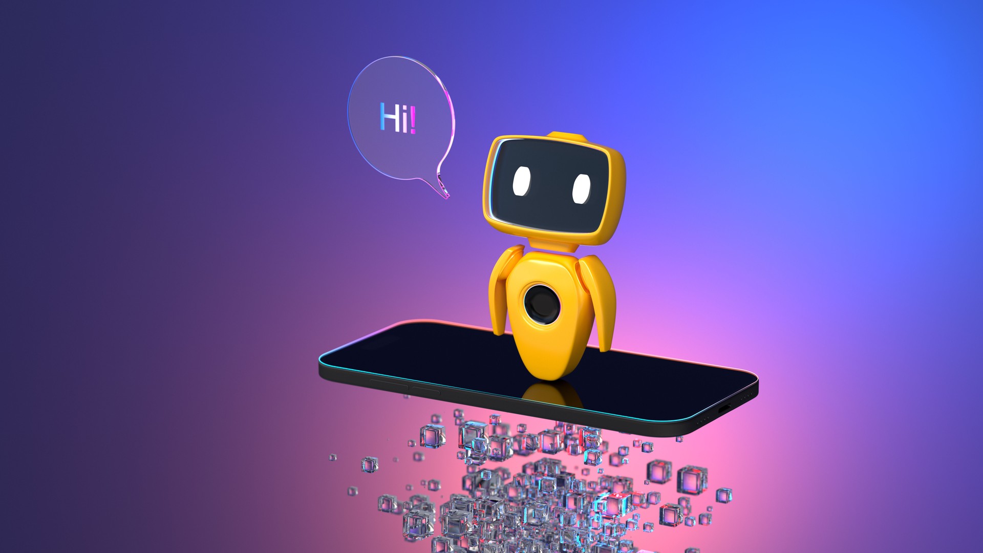 Artificial Intelligence digital concept. chatbot assistant. AI chatbot hi.